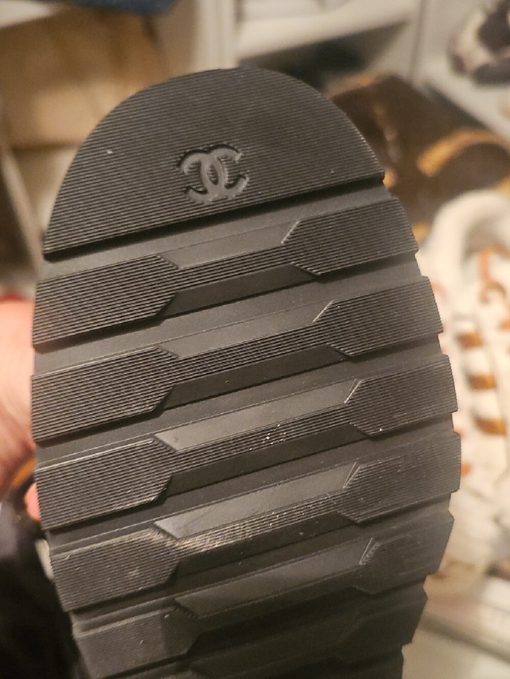 Black Quilted Leather Lace-Up Combat Boots with Gold Chain Accents - Picture 2 of 3